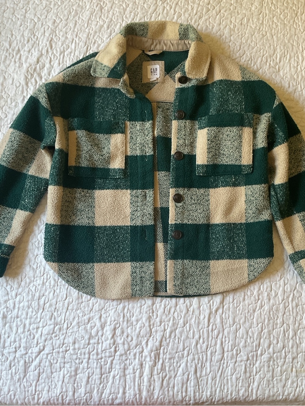 GAP Kids Fleece Plaid Shacket Size Large